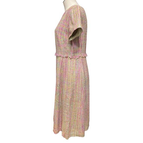 Talbots Womens Vintage Pink Preppy Tweed Silk Blend Shift Office Dress Sz 8P - Picture 3 of 12
